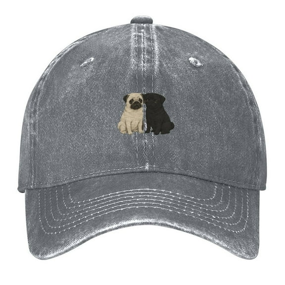 Pug Love Print Vintage Wash Dad Hat Adjustable Curved Brim Baseball Cap,Made In USA,Casual Outdoor Sports Fishing Cap for Men and Women