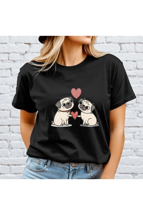 Pug Love T-S1Hirt _ Cute Dog Couple S1Hirt _ Funny VaL1entine Gift T1EE _ C1Artoon Pug Lover S1Hirt, Pug lovers t S1Hirt