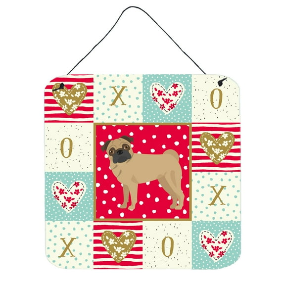 Pug Love Wall or Door Hanging Prints Red