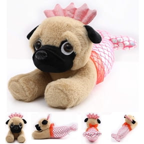 Pug-Mermaid Stuffed Animal Pug Dog Wearing Mermaid Costume Plushies Dog Dressed as Flash Mermaid Funny Plush Toys for Kids Stuffed Puppy Animals Gift for Lover 13 Inch