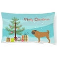 thumbnail image 1 of Pug Merry Christmas Tree Canvas Fabric Decorative Pillow, 1 of 1