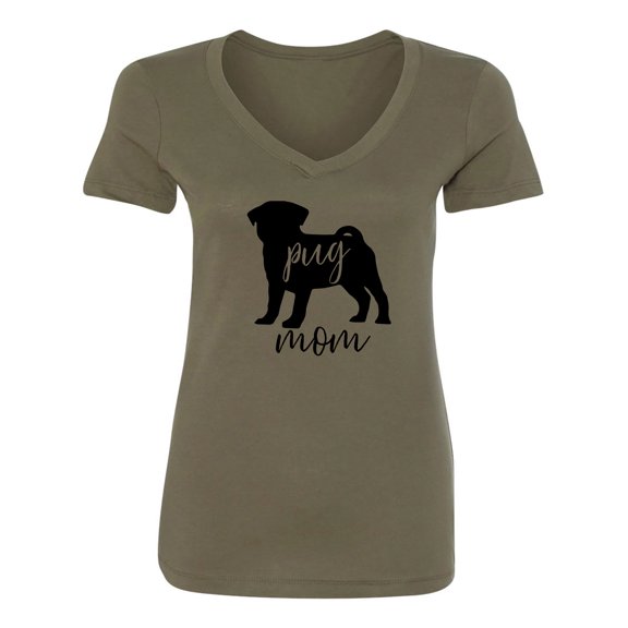 Pug Mom Womens V-Neck T-Shirt