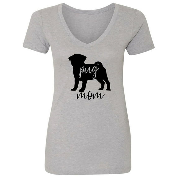 Pug Mom Womens V-Neck T-Shirt