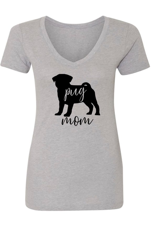Pug Mom Womens V-Neck T-Shirt