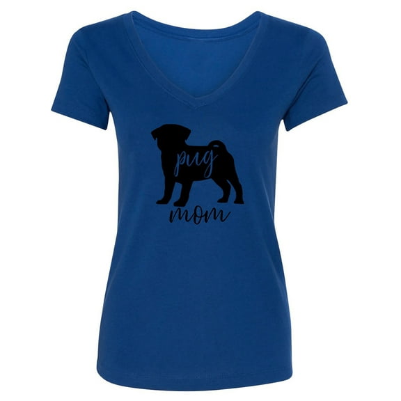 Pug Mom Womens V-Neck T-Shirt