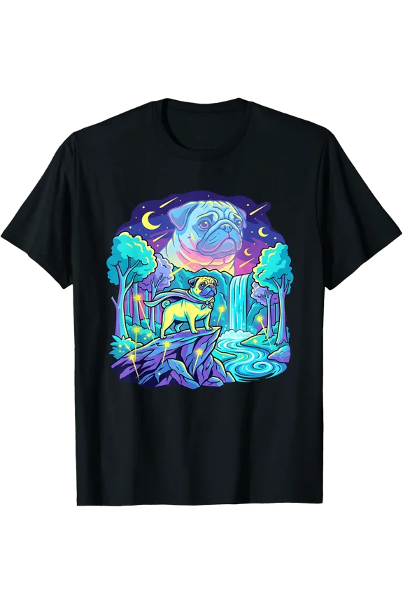 Pug Moon Retro Dog Parent Meme T-Shirt