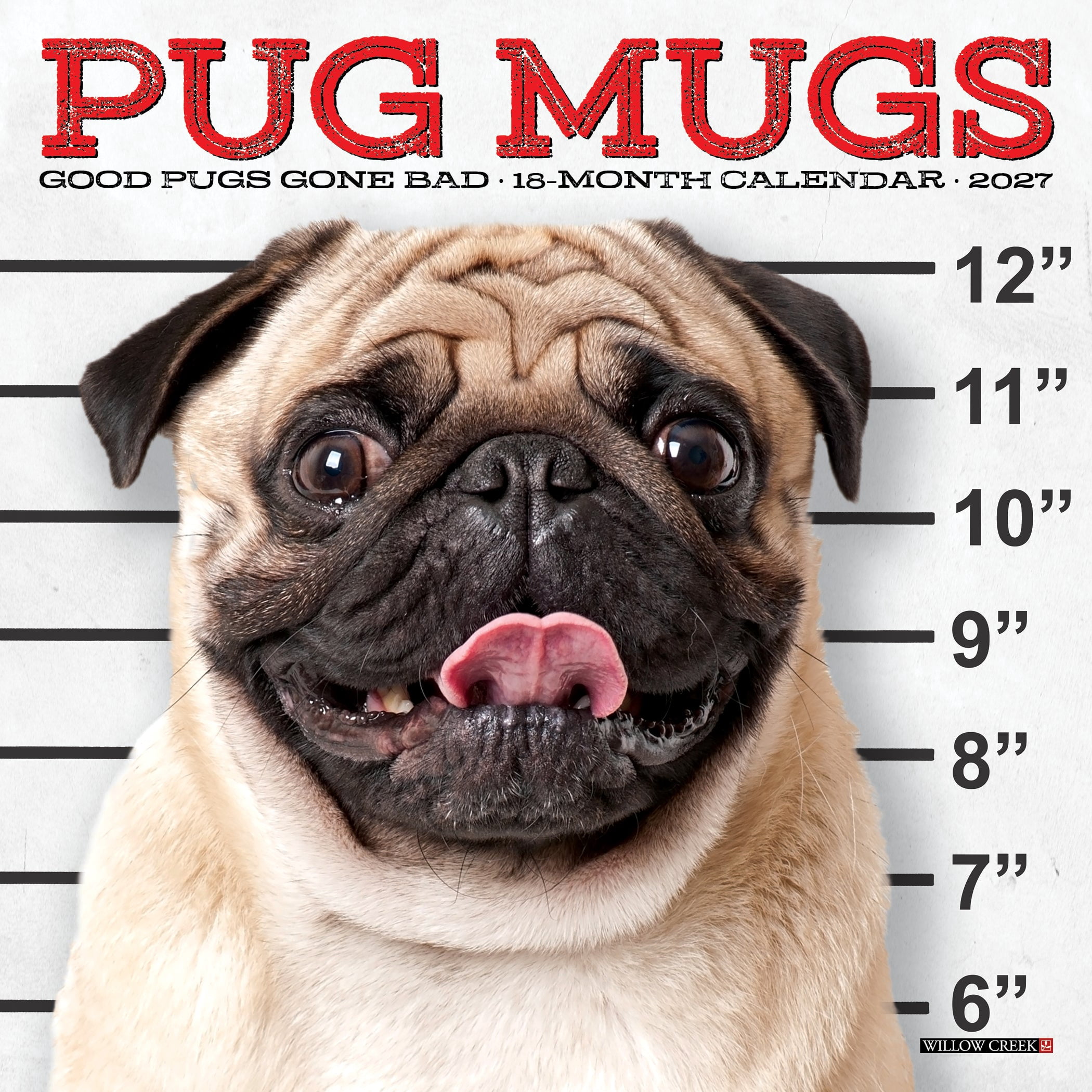 Willow Creek Press, Pug Mugs 2027 Mini Wall Calendar