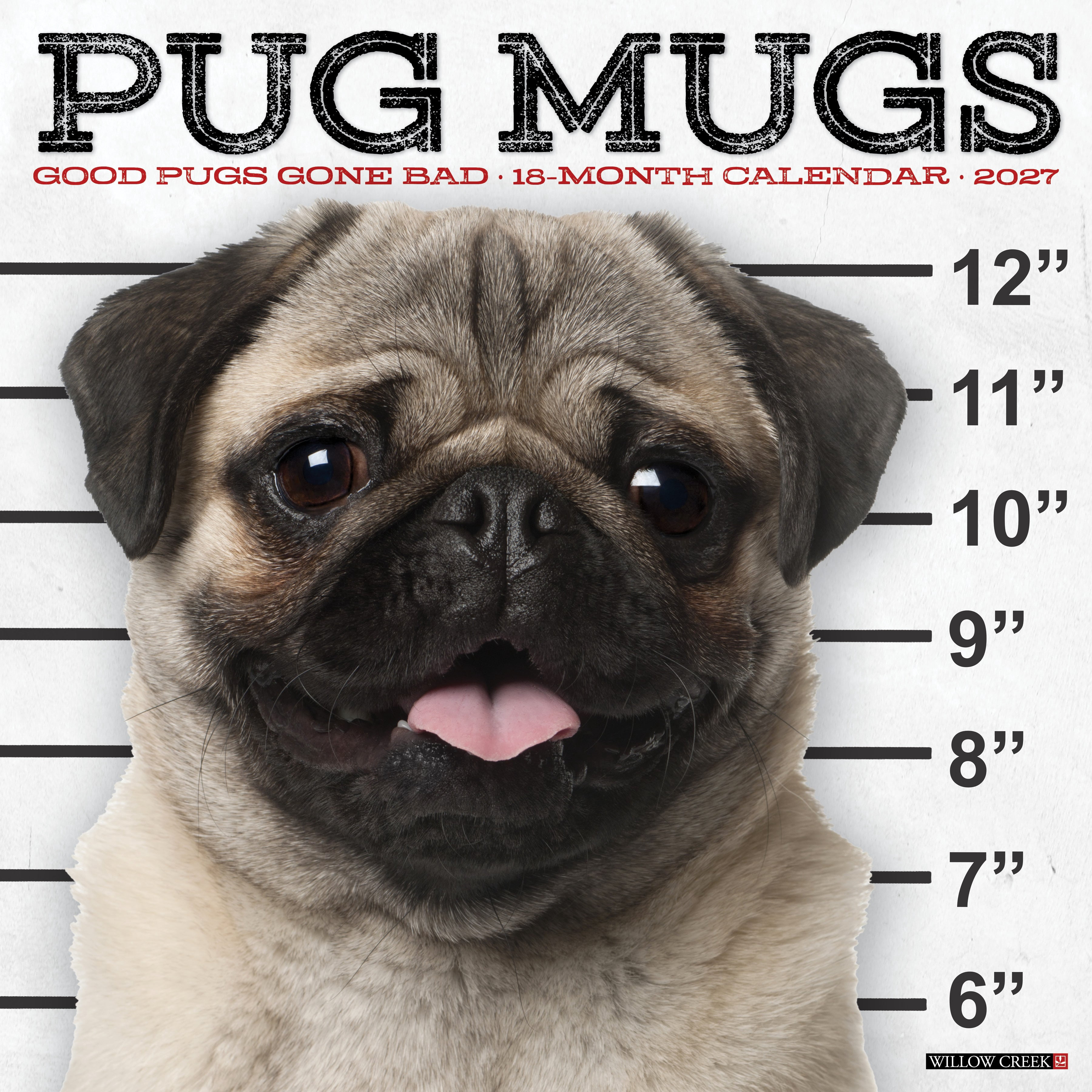 Willow Creek Press, Pug Mugs 2027 Wall Calendar