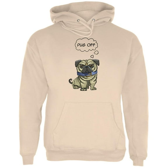 Pug Off Funny Mens Hoodie Sand X-LG