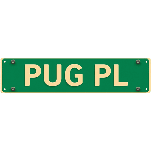 Pug Pl Tin Sign - 16x4 Inch - Great for Pug Lovers Room, Garage, Man Cave Decor - Pug Themed Signs, Cute Pet Decor