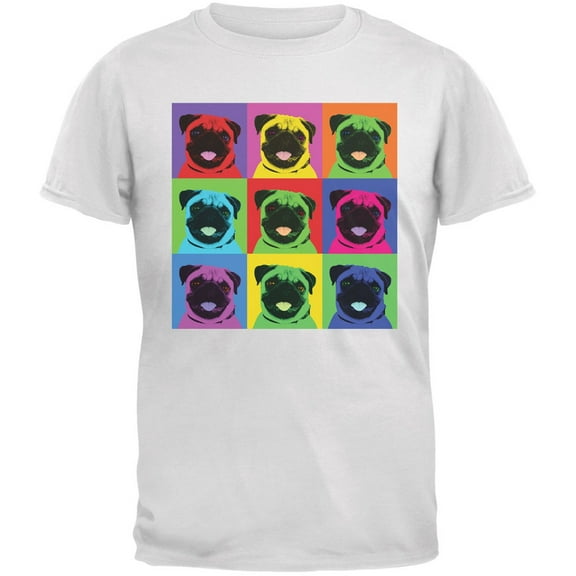 Pug Pop Art Repeating Squares White Youth T-Shirt - Small(6/8)