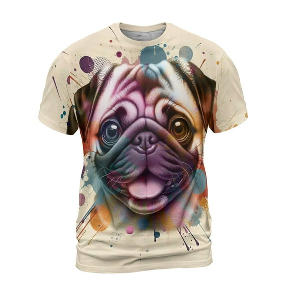 Pug Portrait Watercolor Vintage Retro Styles All Over Print 3D Shirt Unisex Merch Dog Lover Gifts - 00001