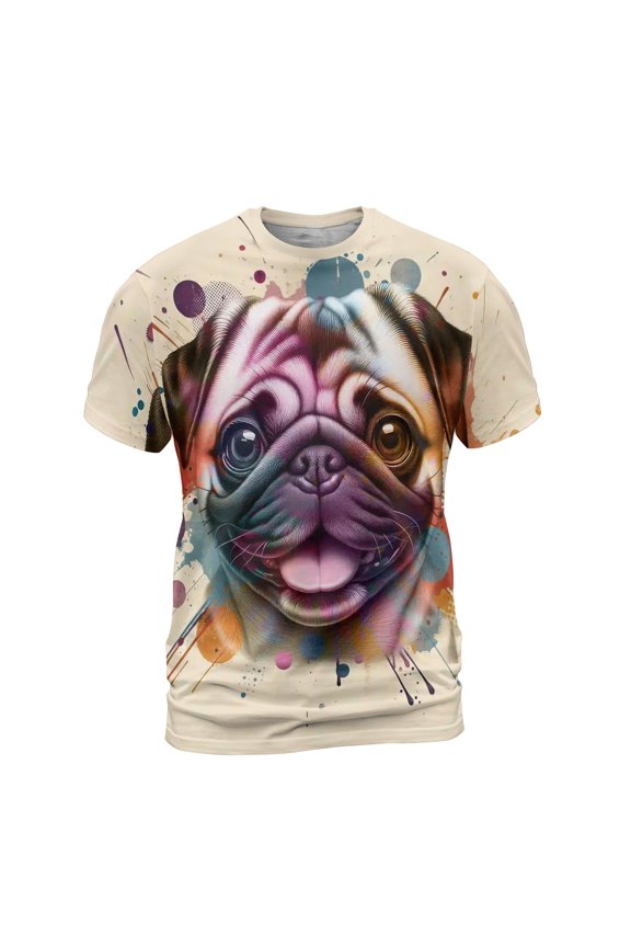 Pug Portrait Watercolor Vintage Retro Styles All Over Print 3D Shirt Unisex Merch Dog Lover Gifts - 00001