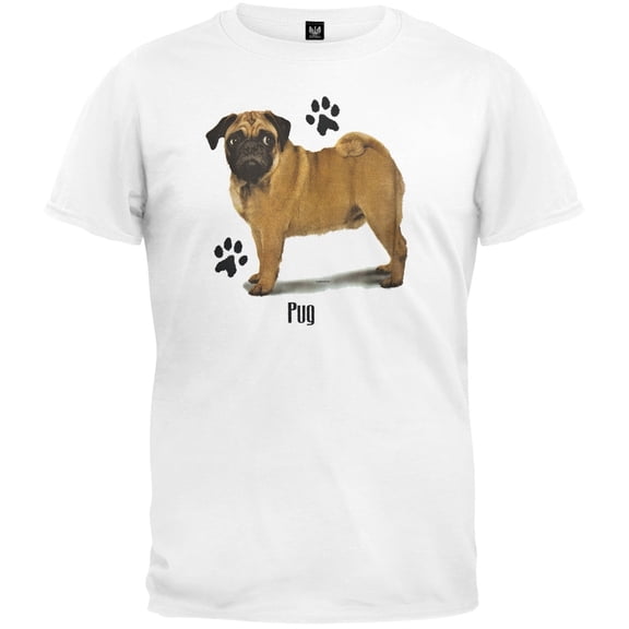Pug Profile White T-Shirt - Large