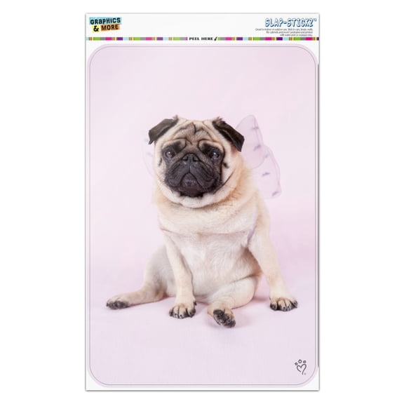 Pug Puppy Dog with Angel Wings Pink Home Business Office Sign