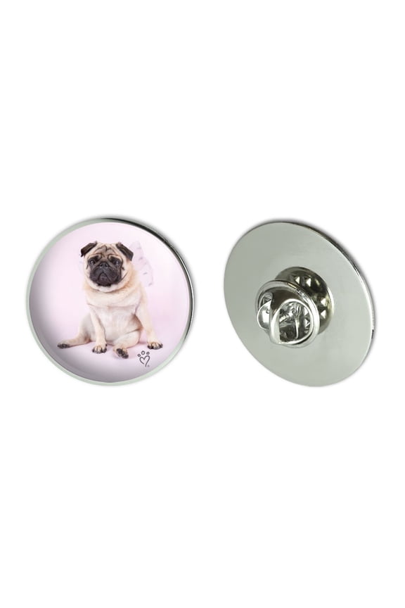 Pug Puppy Dog with Angel Wings Pink Metal 1.1" Tie Tack Hat Lapel Pin Pinback