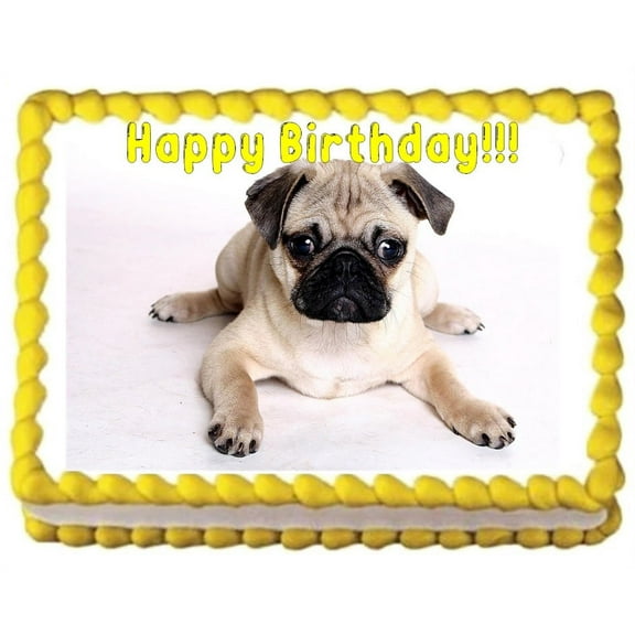 Pug Puppy Image Edible Cake Topper Frosting Sheet