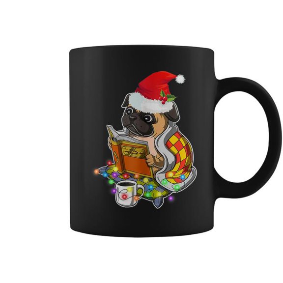 Pug Reading Book Dog Bookworm All Booked For Christmas Coffee Mugs