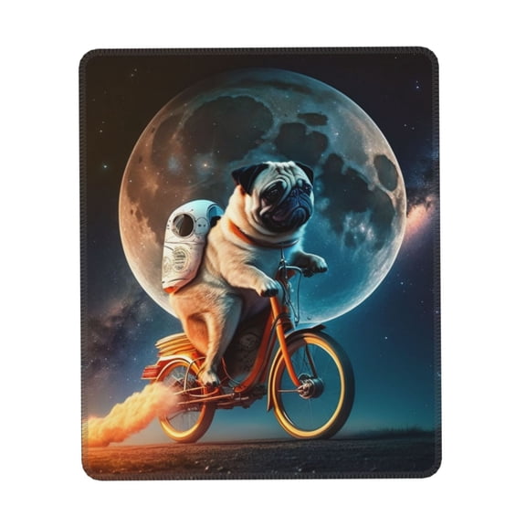 Pug Riding To The Moon Funny Gaming Mouse Pad 10 x 12 inch Rectangle Computer Mousepad Mat Non-Slip Rubber Base for Office Laptop PC
