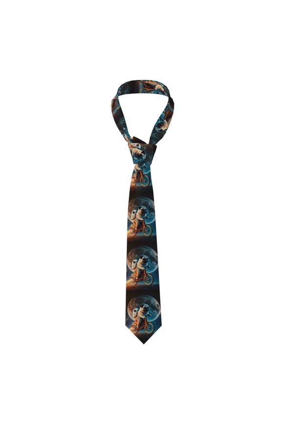 Pug Riding To The Moon Funny Men's Formal Necktie Business Suit Accessory Ties for Weddings Banquets Office Gift