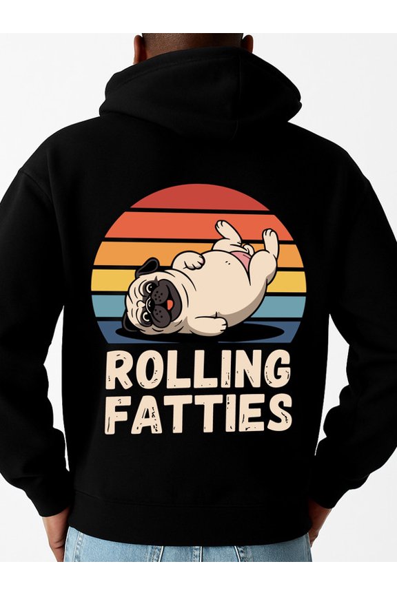 Pug Rolling Hoodie funny hoodies men polyester black Spring Summer Outdoor & Home Wear comfortable Unique Design Unisex Shirt Short Sleeve tshirts