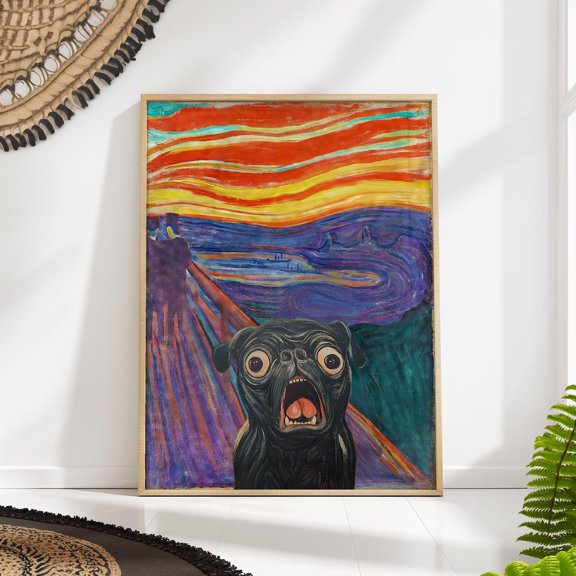 Pug Scream Poster Dog Art Wall Art