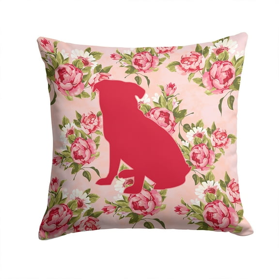 Pug Shabby Chic Pink Roses Fabric Decorative Pillow