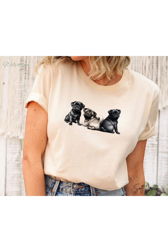 Pug Shirt, Black And Fawn Pug Shirt, Cute Pug Lover Tee, Pug Mom, Pug Owner Shirt, Pug Puppy T-Shirt, Retro Pug Graphic Tee, Dog Mom