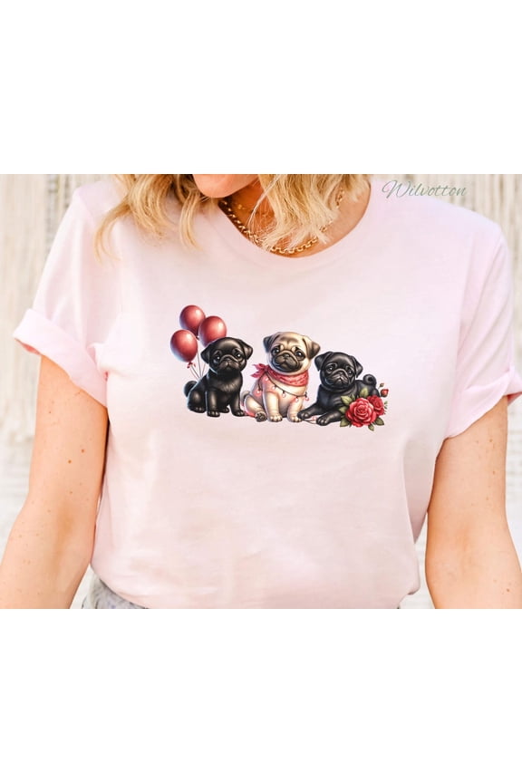 Pug Shirt, Black And Fawn Pug Shirt, Cute Pug Lover Tee, Pug Mom, Pug Owner Shirt, Pug Puppy T-Shirt, Retro Pug Graphic Tee, Dog Mom
