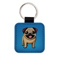 thumbnail image 1 of Pug Smiling Standing Faux Leather Square Keychain, 1 of 7