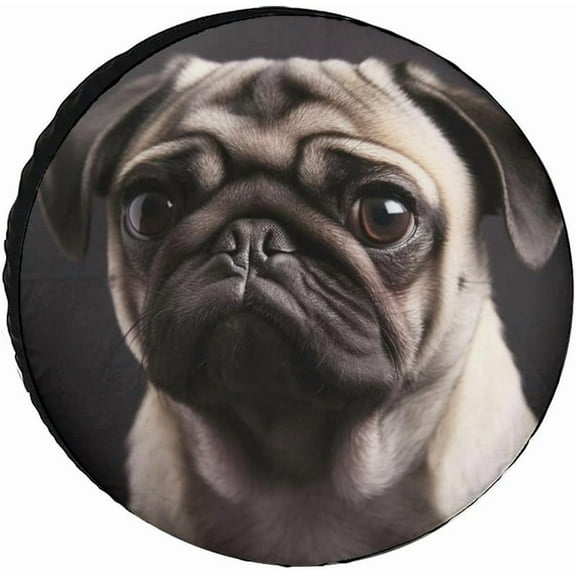 Pug Spare Tire Cover Weatherproof Wheel Covers Tire Diameters 14-17 Inch Waterproof Universal Wheel Protectors for Trailer, Truck, Rv, SUV, Camper
