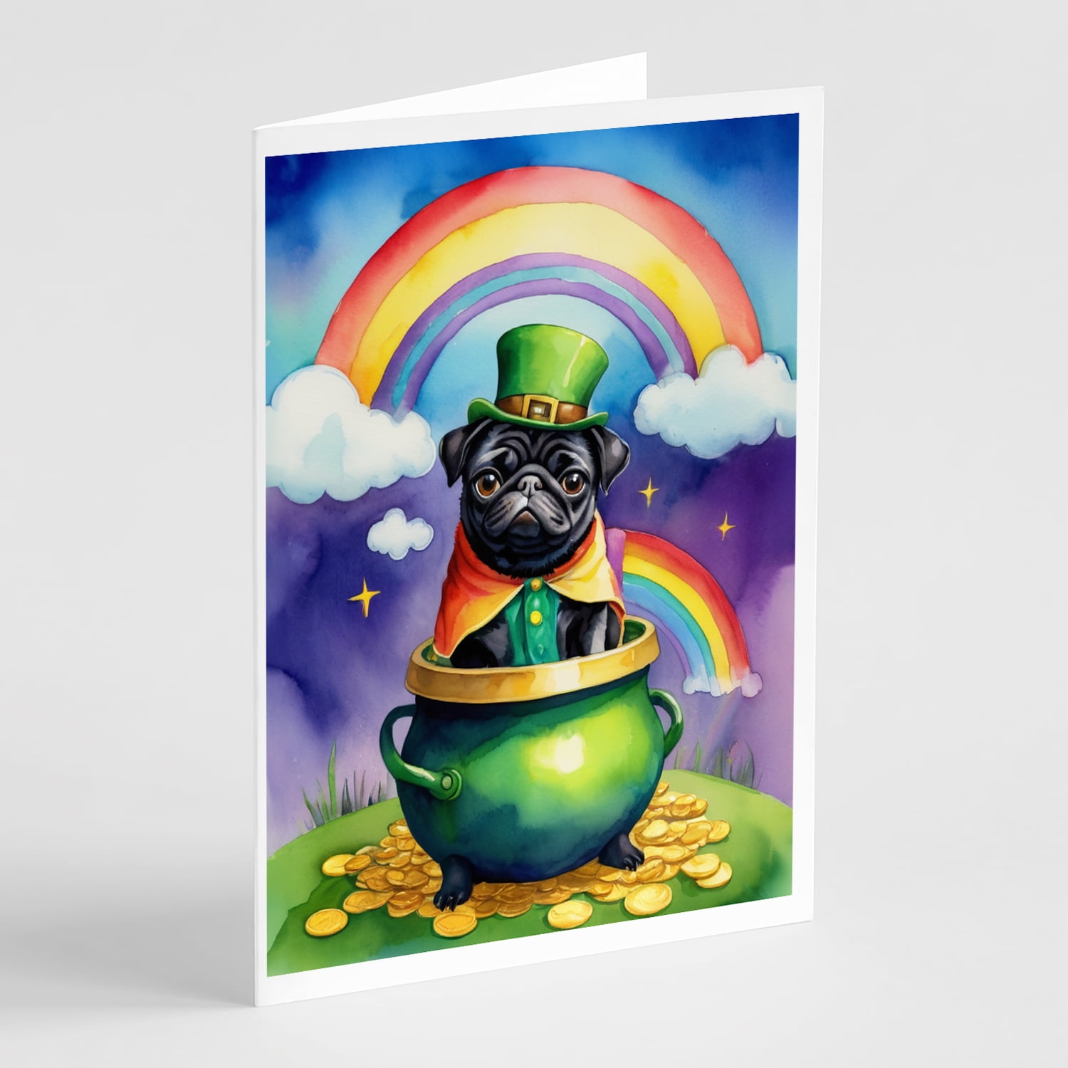 Pug St Patrick's Day Greeting Cards Pack of 8 7 in x 5 in
