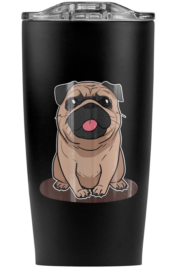 Pug Sticking Out Tongue Stainless Steel 20 oz Travel Tumbler, Vacuum Insulated & Double Wall with Leakproof Sliding Lid | Great for Coffee/Hot Drinks and Cold Beverages