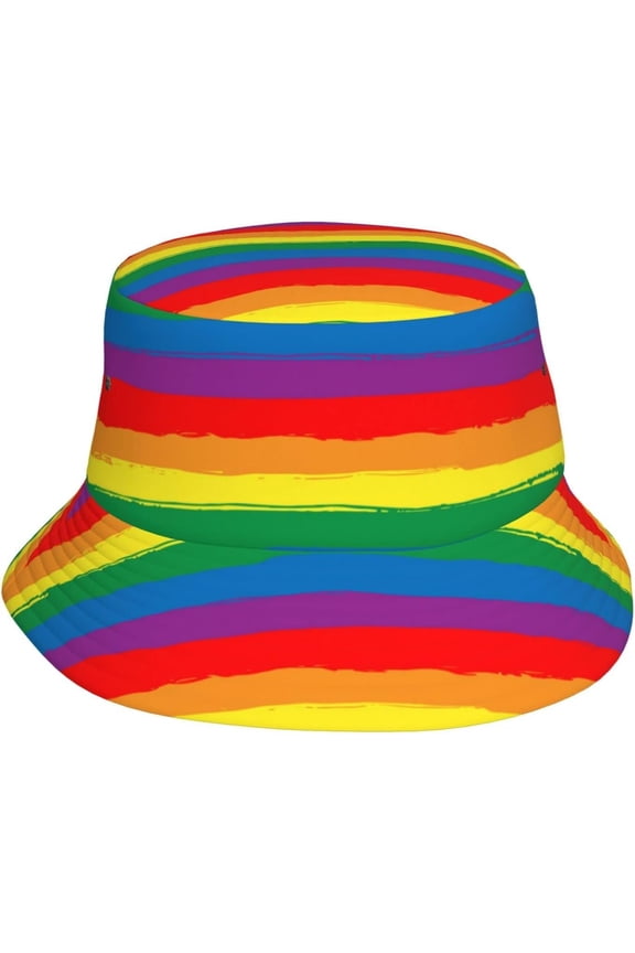 Pug Striped Print Bucket Hat Fisherman Fishing Sun Cap for Adult Women Men Girl Boy Unisex