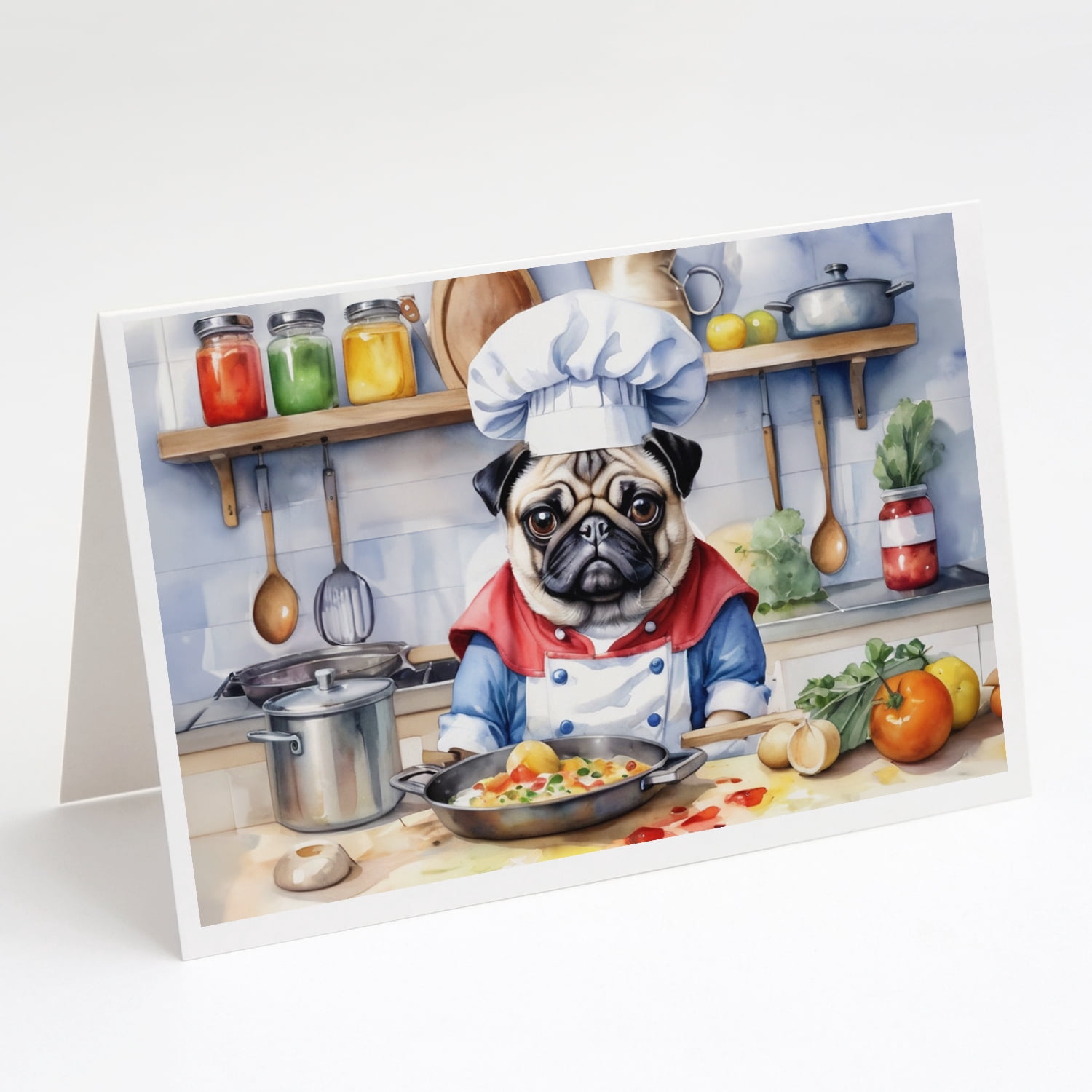 Pug The Chef Greeting Cards Pack of 8 7 in x 5 in