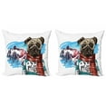 thumbnail image 1 of Ambesonne Pug Throw Pillow Cover 2 Pack, Sketch Style Dog Doodle, 20", Ruby Blue, 1 of 2