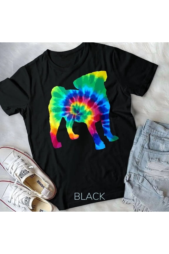 Pug Tie Dye Vintage Hippie Dog Pug Mom Dad Vintage Pug Unisex T-Shirt