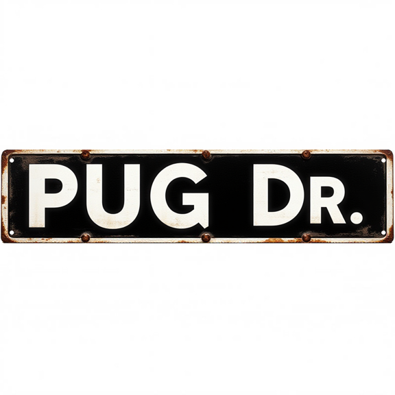 Pug Tin Sign 16x4 Inch Pug DR Design - Ideal for Bedroom, Backyard, Outdoor Indie Room Decor