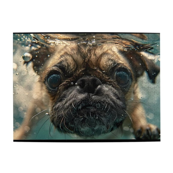 Pug Underwater Close Up 500-Piece Wooden Jigsaw Puzzle for Adults, Fun & Challenging Family Game, Stylish Wall Decor & Holiday Gift