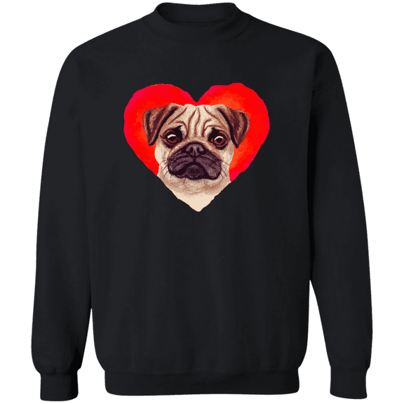 Pug Valentine Heart For Dogs And Animal Lovers Crewneck Pullover Sweatshirt