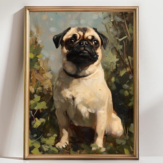 Pug Wall Art Print, Expressive Dog Portrait In Painterly Style, Cute ...