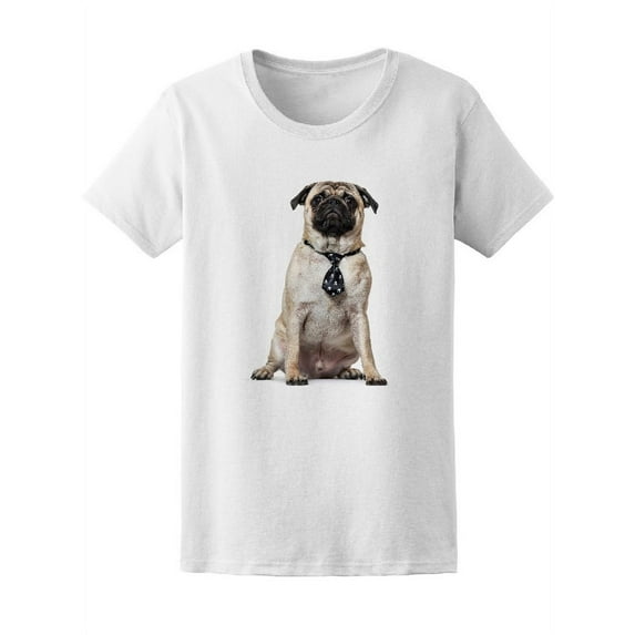 Pug Wearing Tie Sitting Tee Women's -Image by Shutterstock