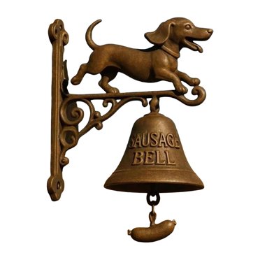 Door Bells Hanging Pug Welcome Doorbell - Cast Iron Vintage Style Hanging Bell With Welcome Sign For Outdoor Decor For Toilet Training