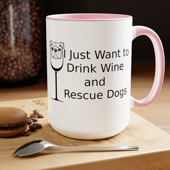 Pug Wine Rescue Coffee Mug,15oz,Dog Lover Gift,Coffee Lover Gift for Her