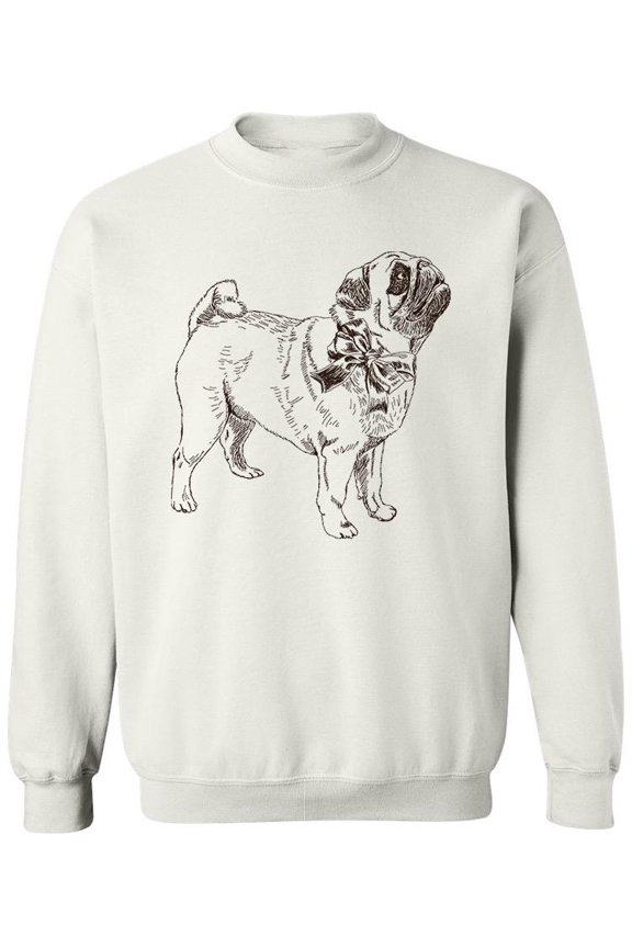 Pug With A Bow Design Sweatshirt Men -Image by Shutterstock, Male Large
