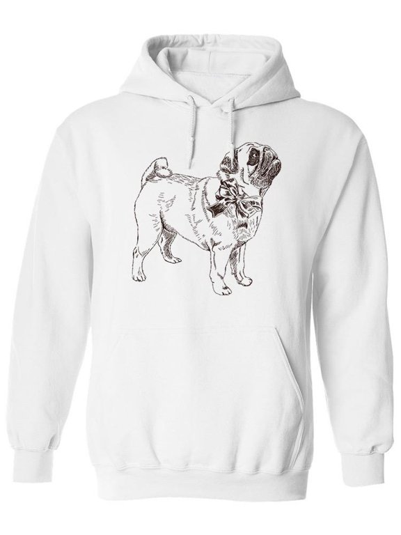 Pug With A Bow Hoodie Men -Image by Shutterstock, Male Large