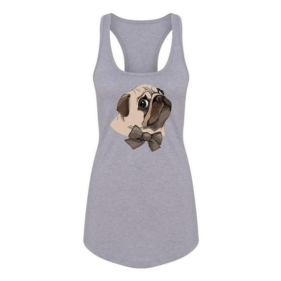 Pug With A Bow. Tank Women -Image by Shutterstock, Female Medium