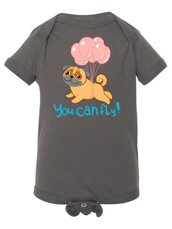 Pug With Balloons Bodysuit Infant -Image by Shutterstock, 12 Months