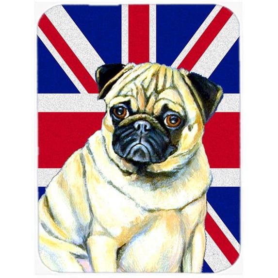Pug With English Union Jack British Flag Glass Cutting Board - Large
