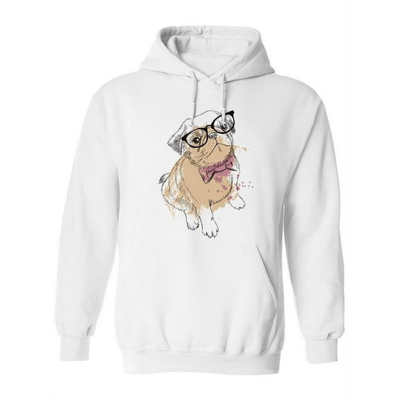 Pug With Glasses Hoodie Women -Image by Shutterstock, Female x-Large
